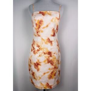 Forever 21 Tie-Dye Orange & Yellow Bodycon Mini Dress Size S